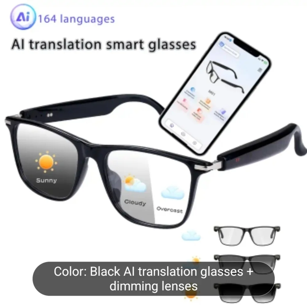 AI Translation Smart Glasses - Black